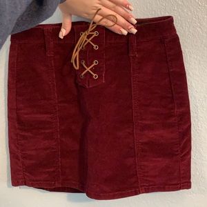 maroon mini skirt